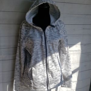 Women's White Hoodie Zip Sweater